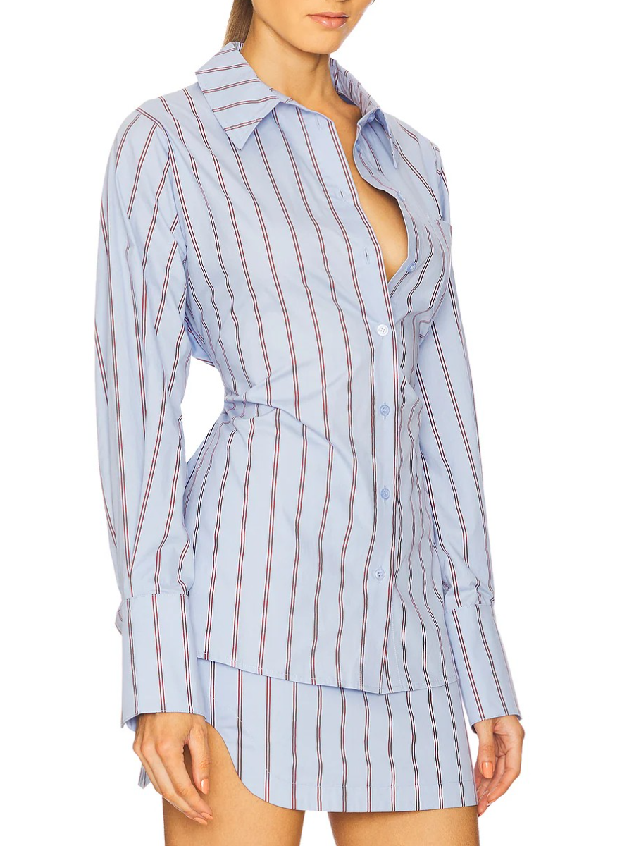 Chic Waist-tie Striped Suit
