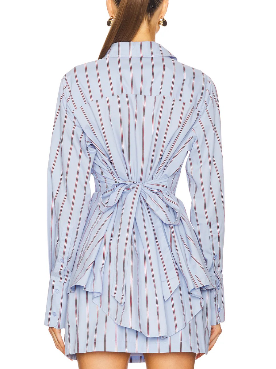 Chic Waist-tie Striped Suit
