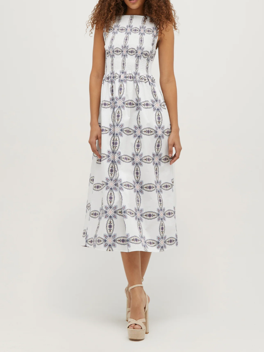 Cosima Black And White Printed Sleeveless Dress