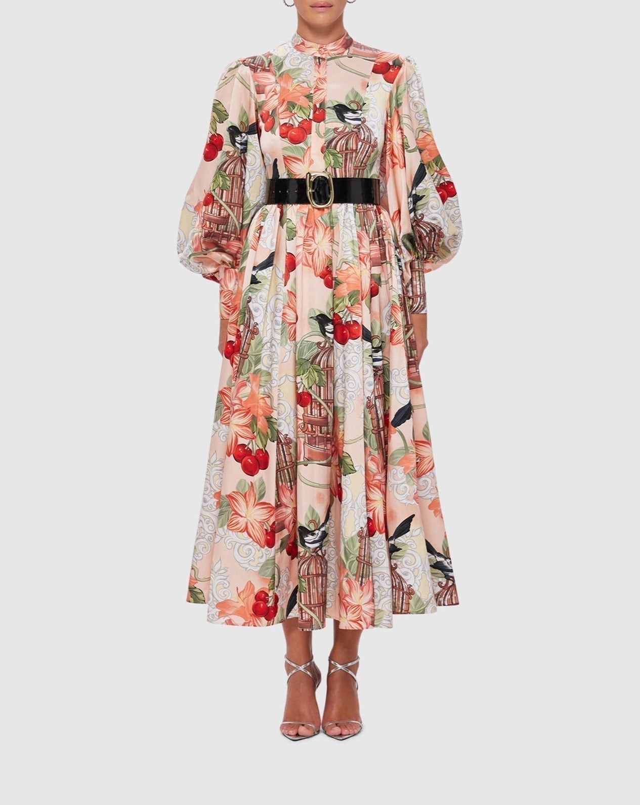 Vestido midi con estampado de azaleas en Fortune