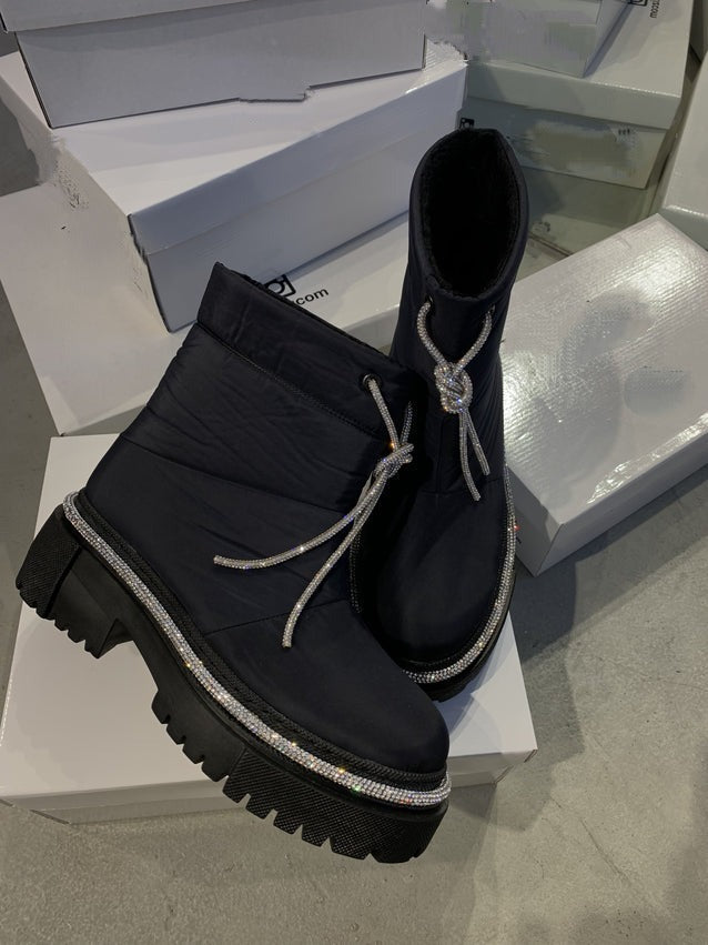 Botas de nieve de piel brillante para mujer 