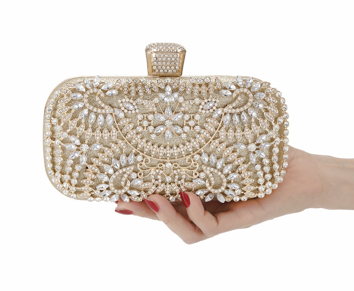 Bolso de mano con brillantes flores y diamantes de imitación