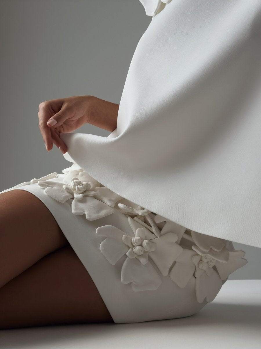 Robe deux pièces sans manches à fleurs 3D 