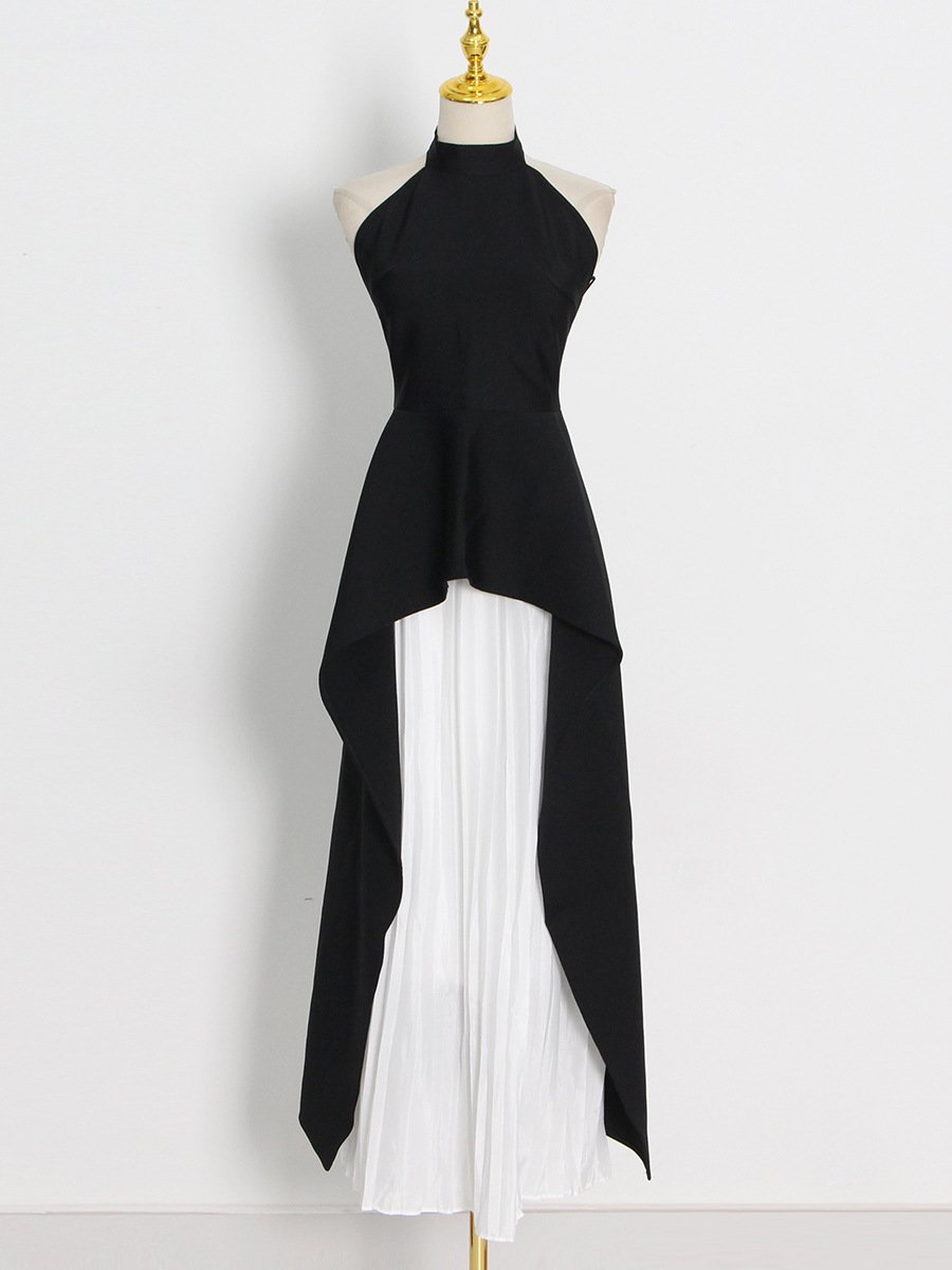 Robe fantaisie à volants esthétique noire et blanche