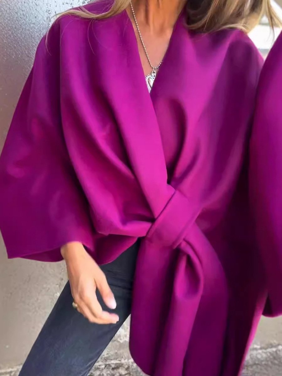 Capa de moda, chaqueta cálida de color sólido 