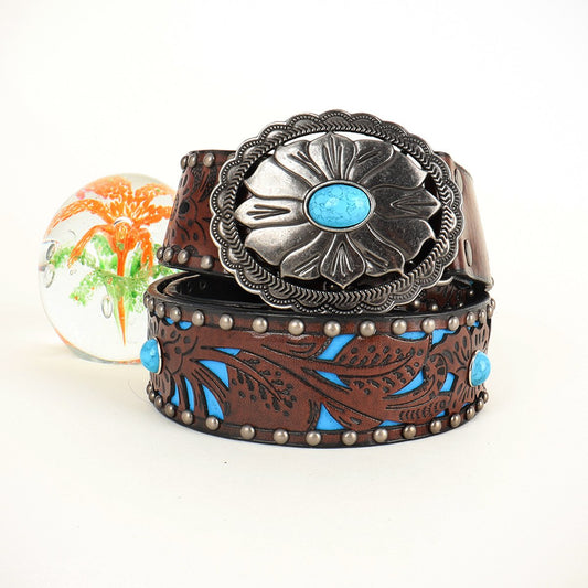 Ceinture Boho Turquoise en relief