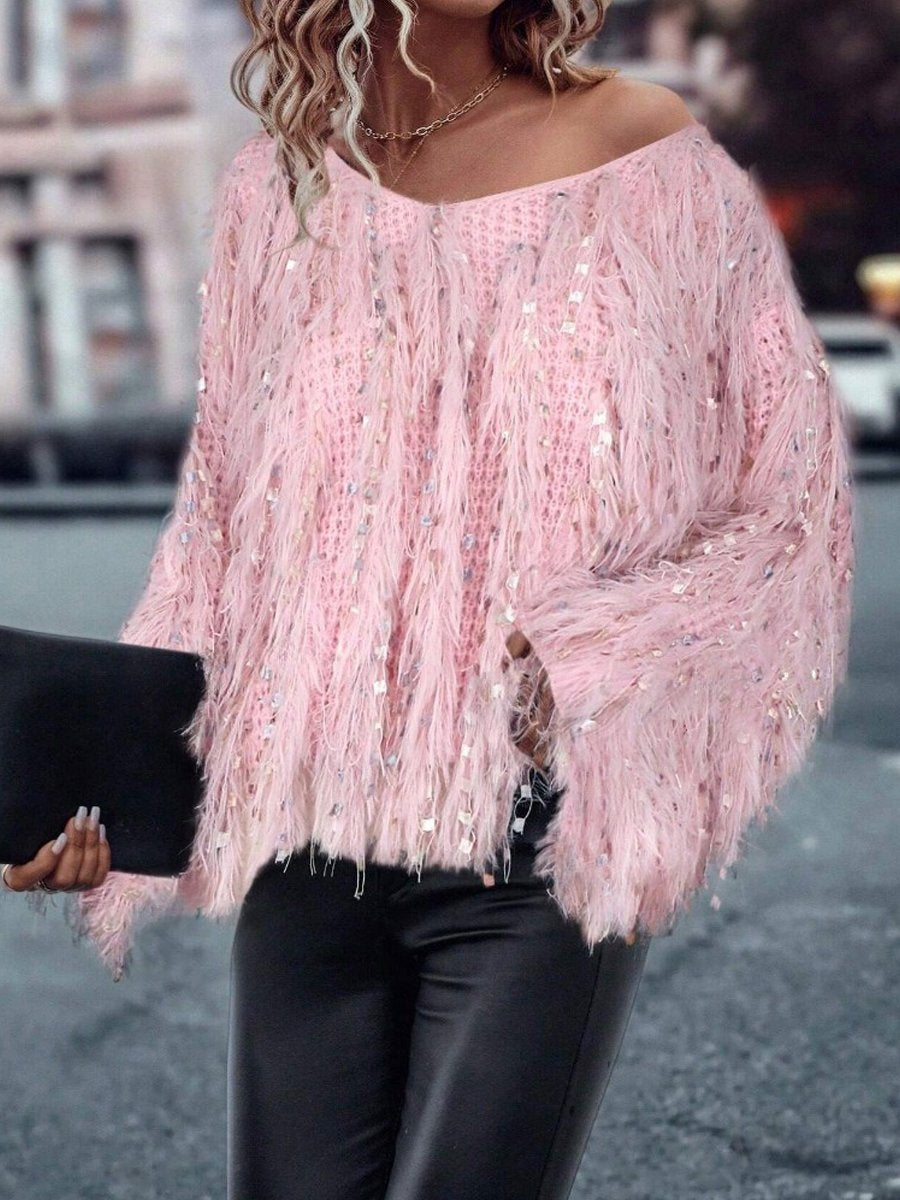 Fashion Handmade Tassel Knitted Pullover Sweater