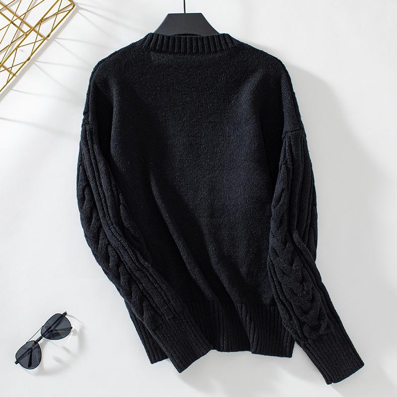 Women's Loose Solid Color Twist Sweater