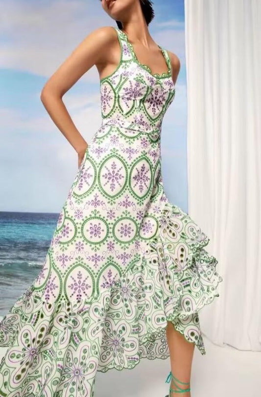 Vestido largo Irene Lilac Green Fruition