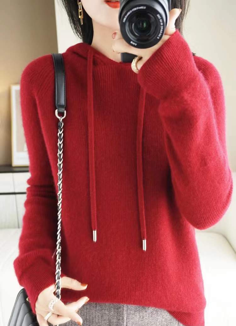 Loose Hooded Knitted Sweater