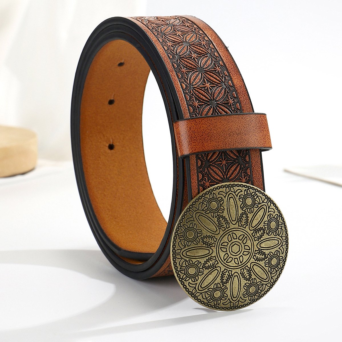 Vintage Round Alloy Engraved Belt