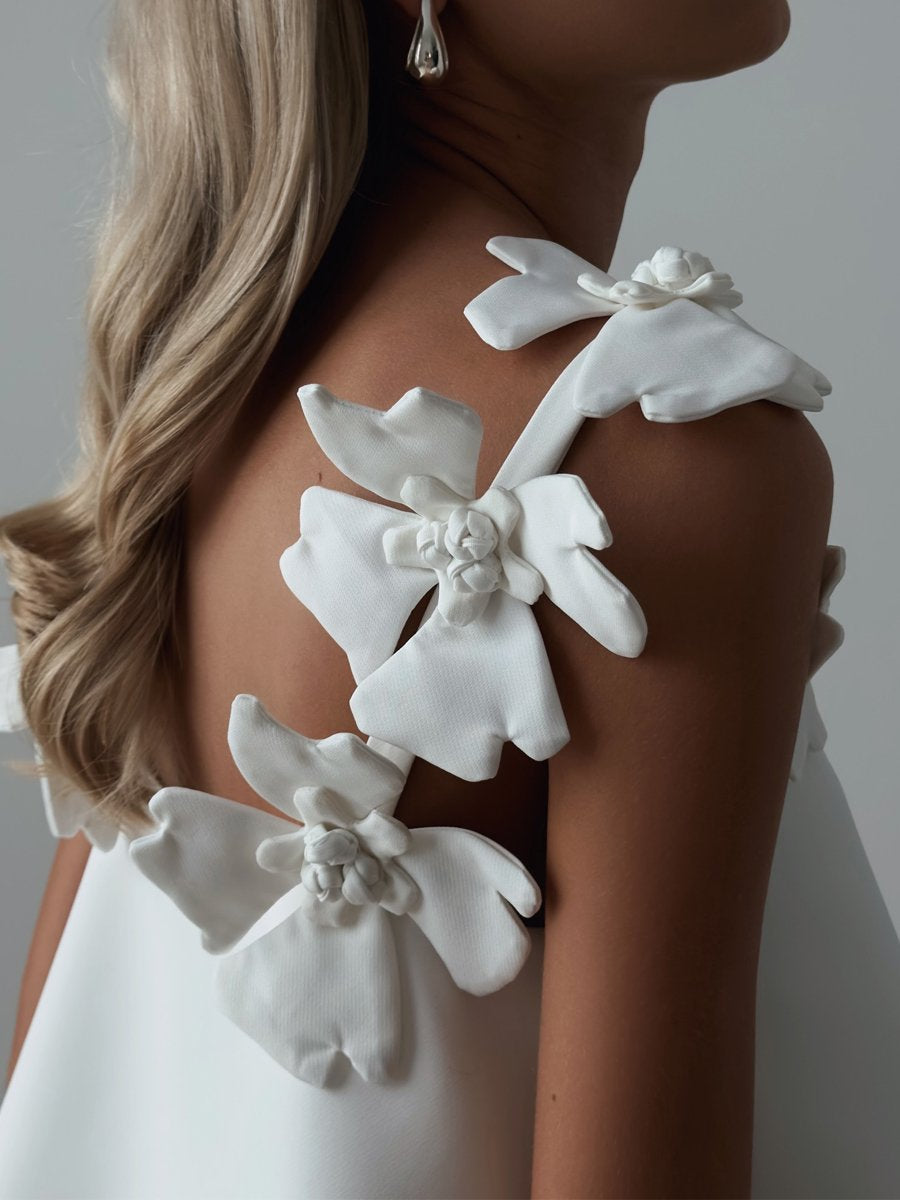 Robe deux pièces sans manches à fleurs 3D 