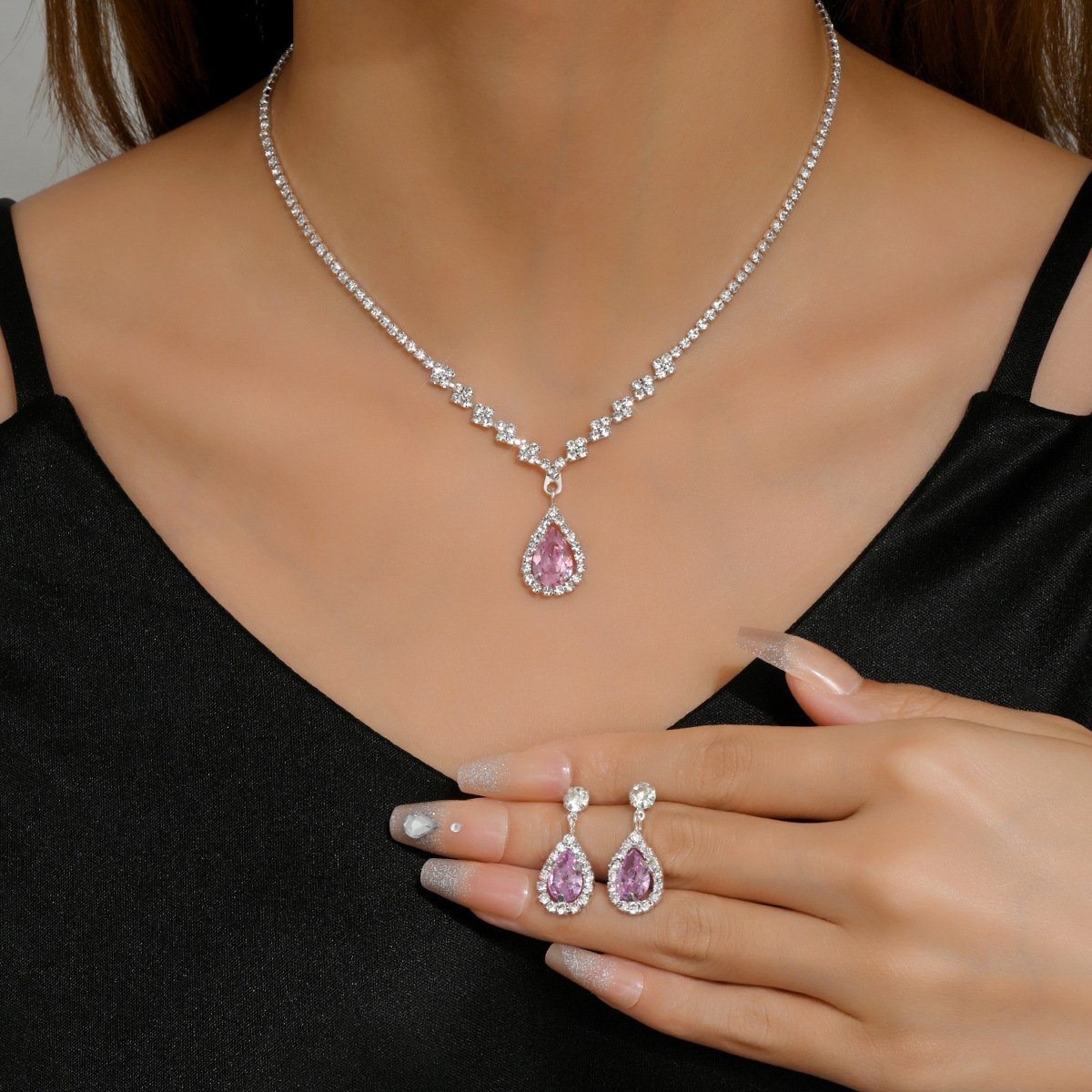 Teardrop Crystal Jewelry Set