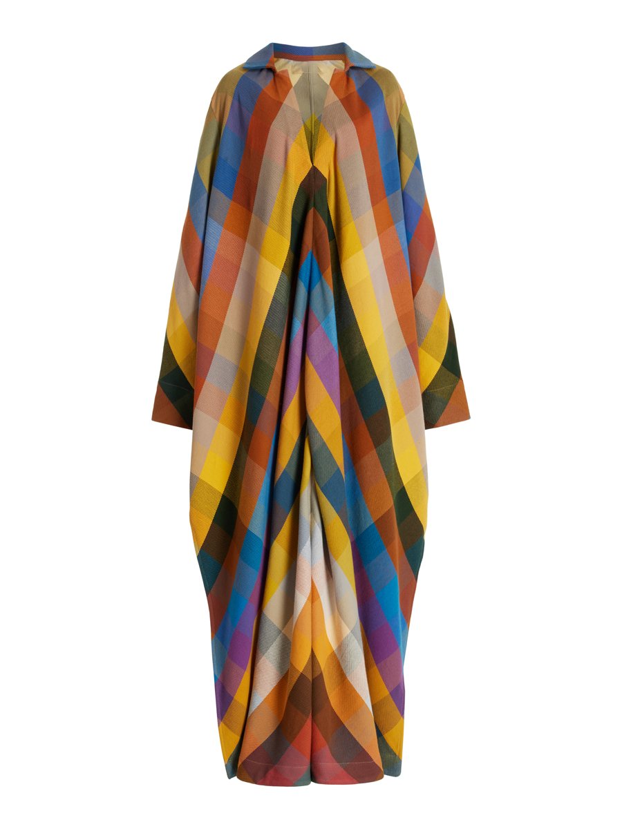 Loose Long Sleeve Color Block Side Split Maxi Dress