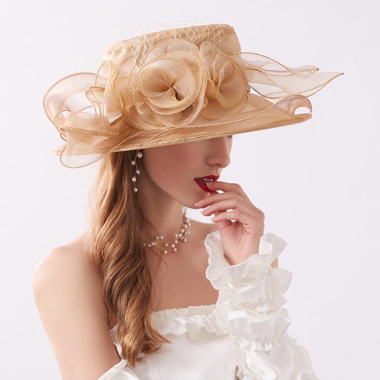 Women's Wide Brim Church Bridal Tea Party Wedding Hat