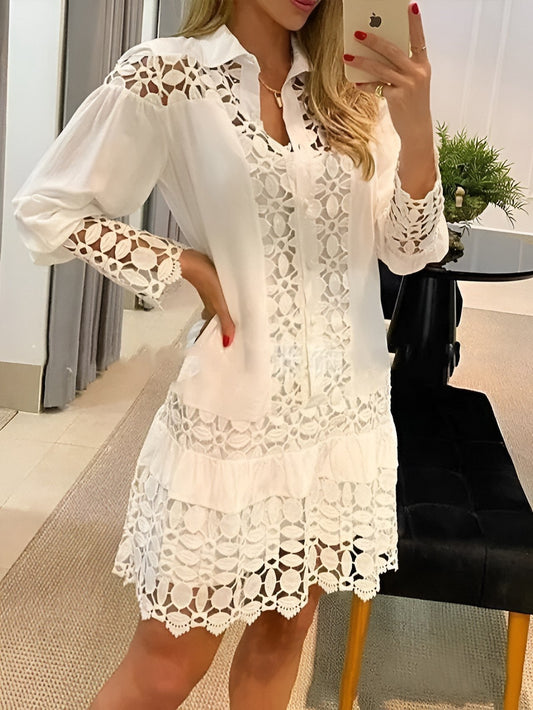 Robe chemise avec patch en dentelle guipure et robe caraco