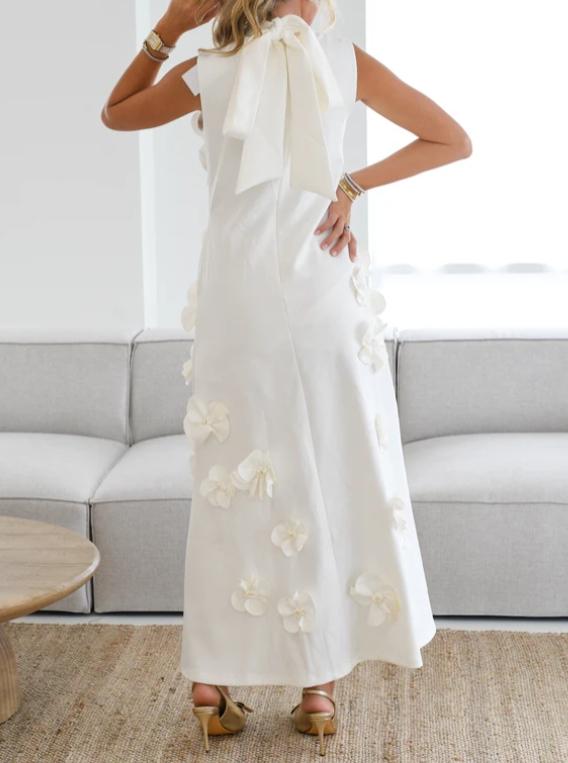 Superbe robe longue sans manches à fleurs