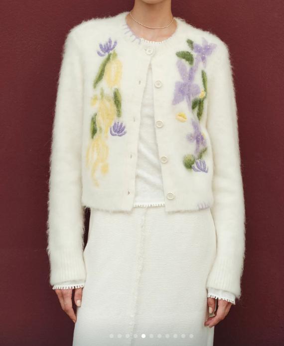 Cardigan en tricot jacquard fleuri 