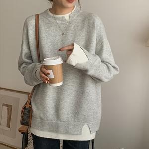 Pull oversize à manches longues et découpes Twofer gris et blanc