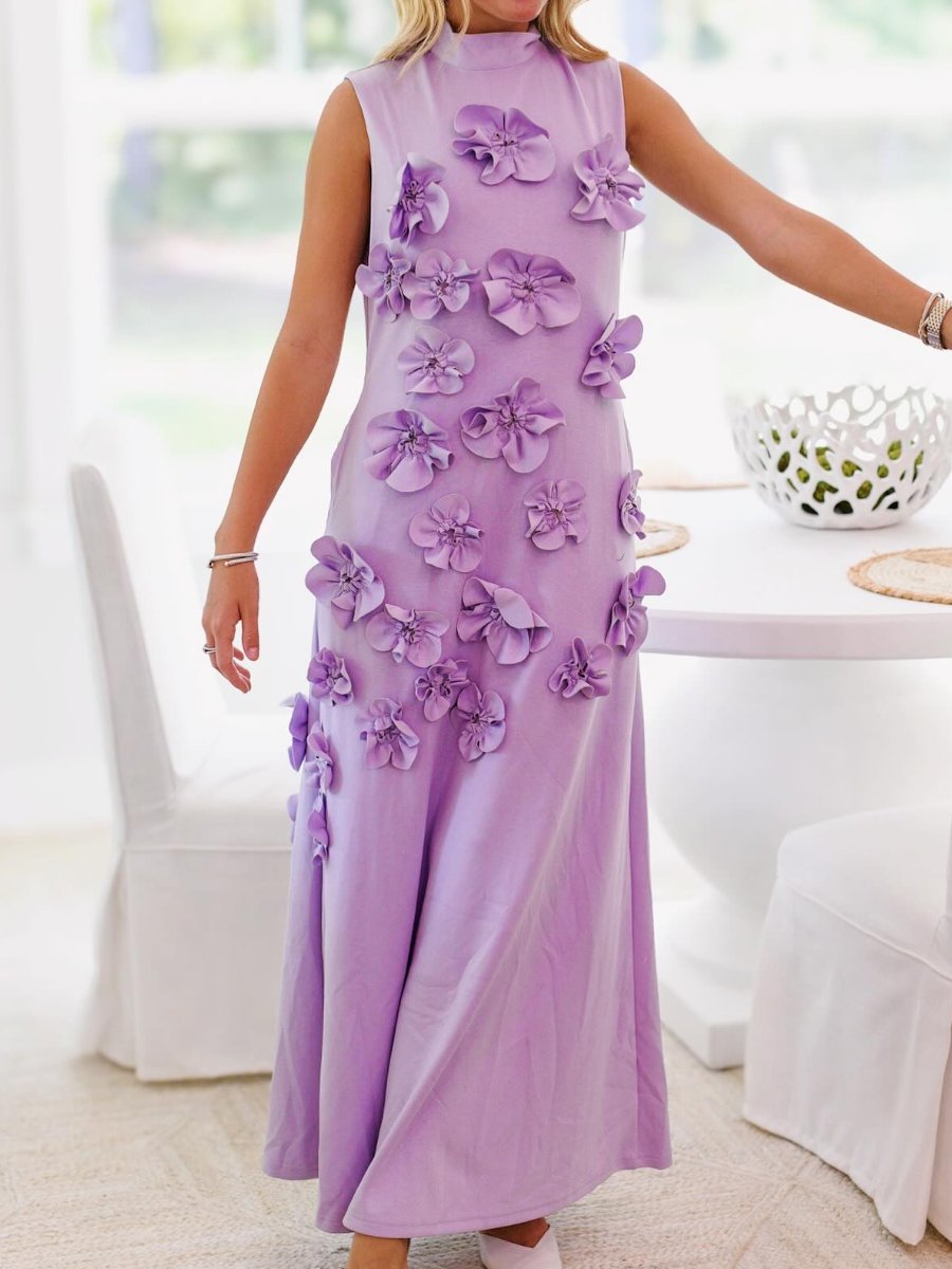 Superbe robe longue sans manches à fleurs