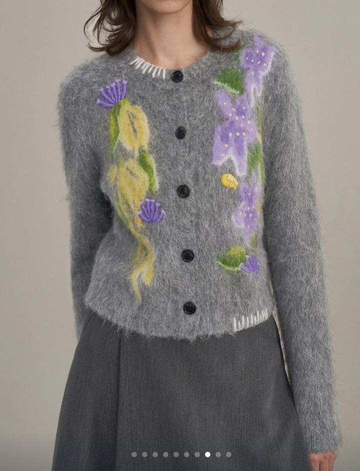 Cardigan en tricot jacquard fleuri 