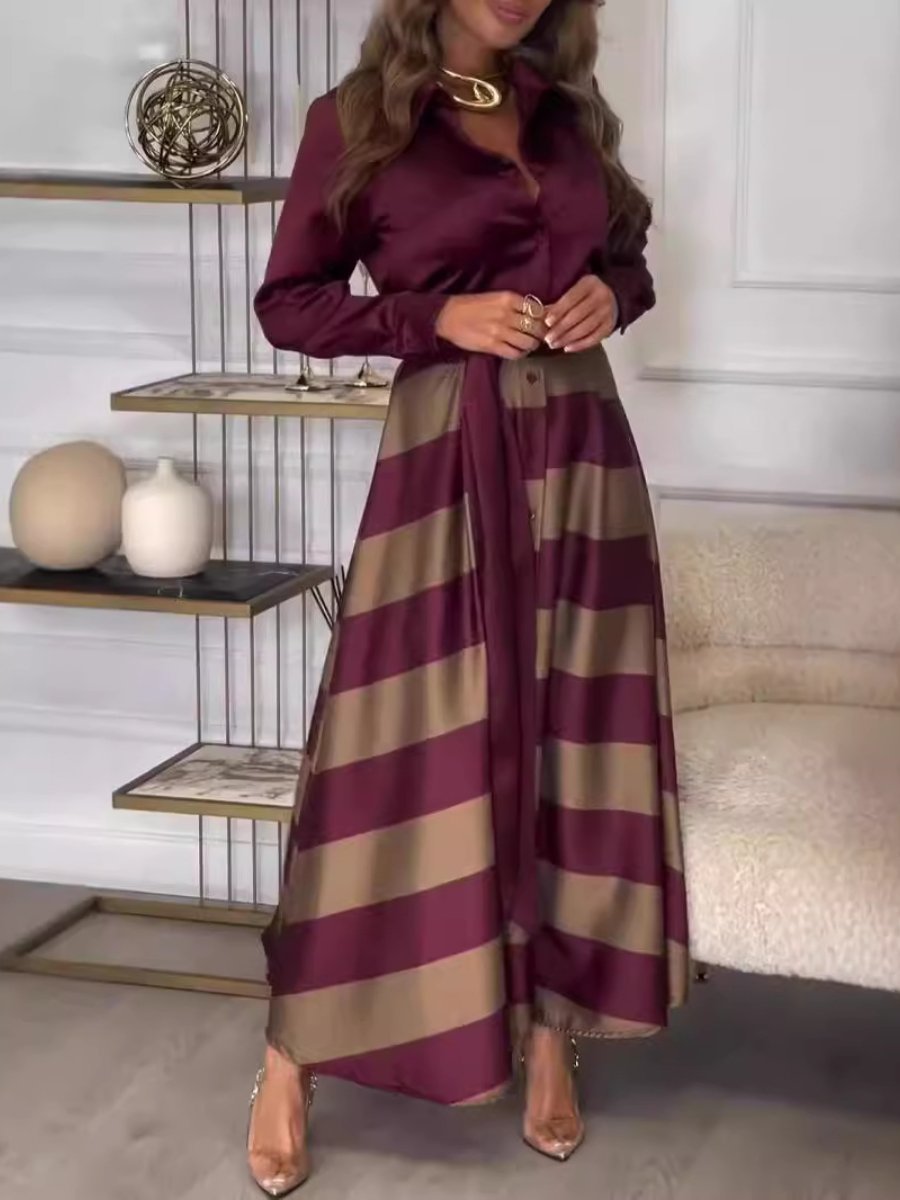 Robe élégante à lacets et coutures imprimées 