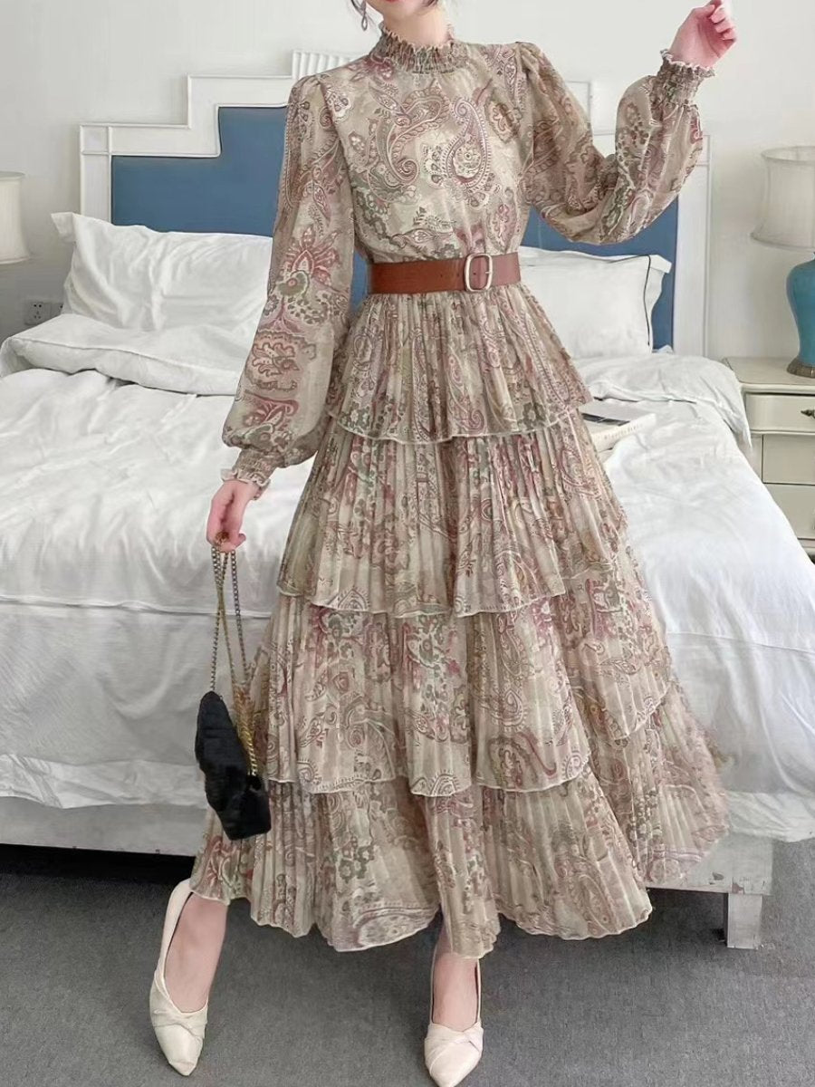 Robe longue élégante à imprimé cachemire